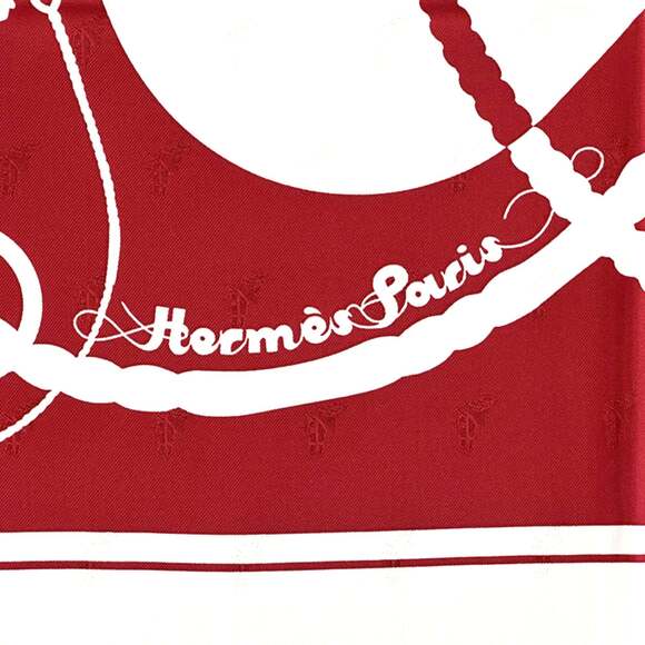 HERMES Red Silk Scarf - Picture 3 of 7